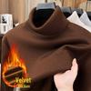 Men's Thick Velvet Wool Sweater - Machine Washable High Neck, Autumn/Winter, 550g Warm Base Layer