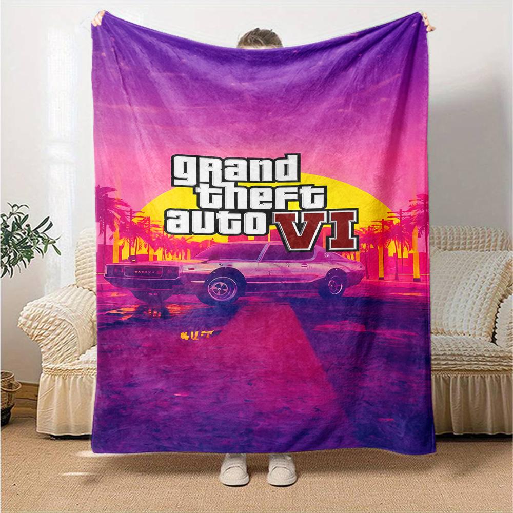 1 Stück Decke - Spiel Grand Theft Auto Aufdruckdesign,Leichte Decke für Sofa,Bett - Weich & Warm,Geschenk für Alle Jahreszeiten