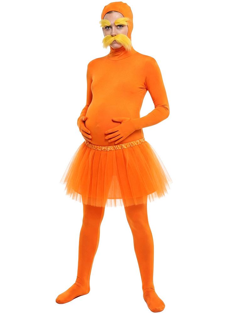 Unisex Orange Elastic Zentai Bodysuit Costume for Halloween Cosplay