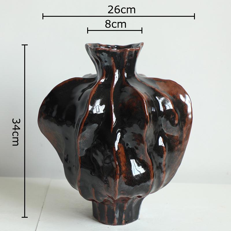 Unregelmäßige Form Keramikvase Kreativer Retro Blumentopf Tischdekoration Blumenarrangement Florale Vasen Raum Ästhetische Dekoration