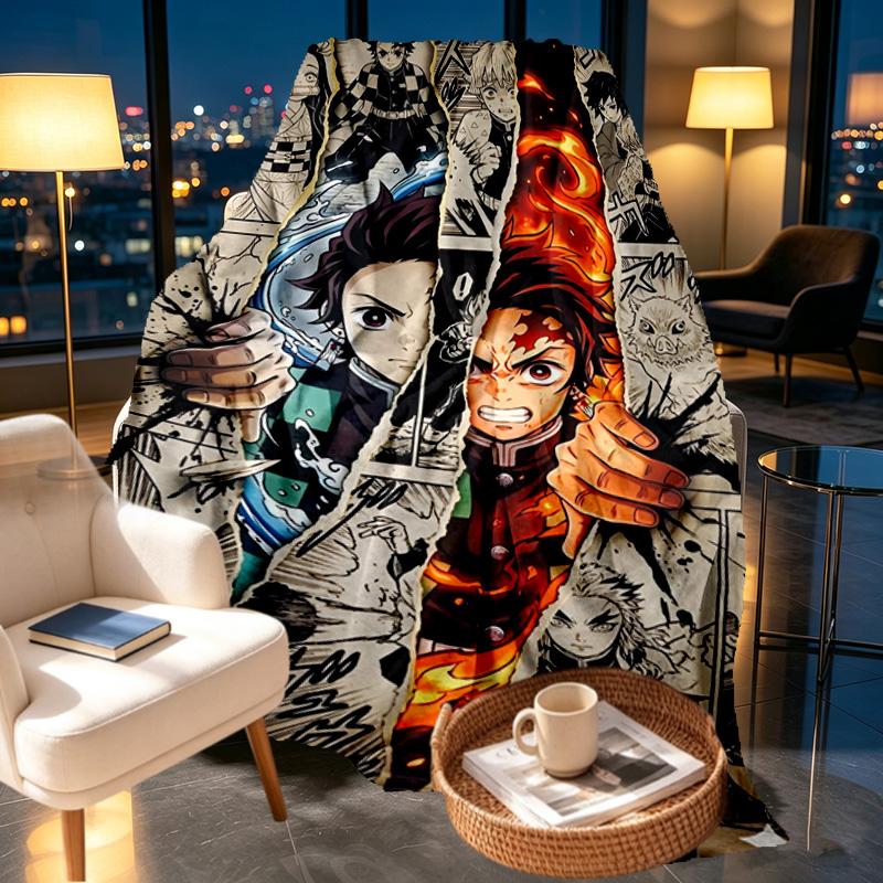 Demon Slayer Print Blanket - Soft & Comfortable, for Bedroom, Travel, Sofa, Home Decoration - Birthday Christmas Gift for Friend