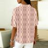 Damenmode Bedrucktes V-Ausschnitt-Shirt Kurzarm Pullover Top Leichte Lässige Bluse für den Alltag