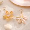 Natural Seashell Flower Jewelry Set Handmade Shell Necklace Earrings with Faux Pearl Accents Beach Vacation Casual Gift for Coastal Lovers