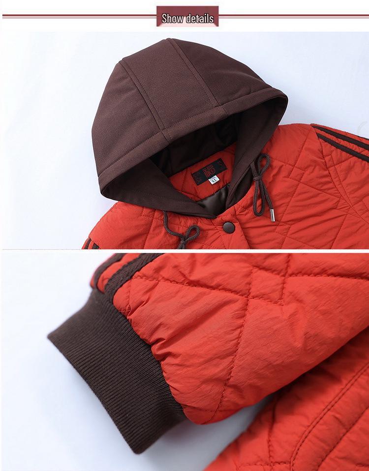 Elegant Hooded Cotton Jacket for Moms - Thick, Fashionable Fall & Winter Outerwear for Middle-Aged and Elderly