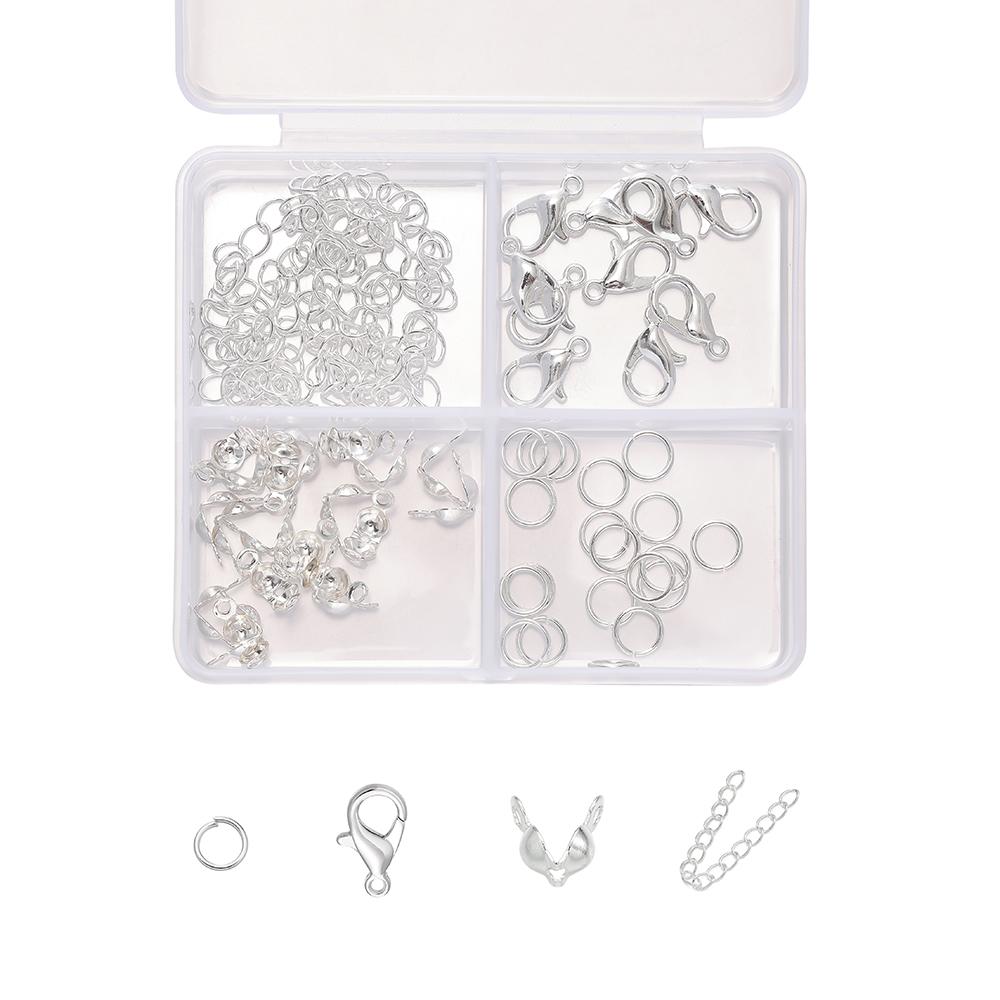 1 Box 4-Fächer 14/18 Karat Goldfarben Beschichtete Karabinerverschlüsse Offene Biegeringe Sets Für DIY Armband Halskette Schmuckherstellung Zubehör