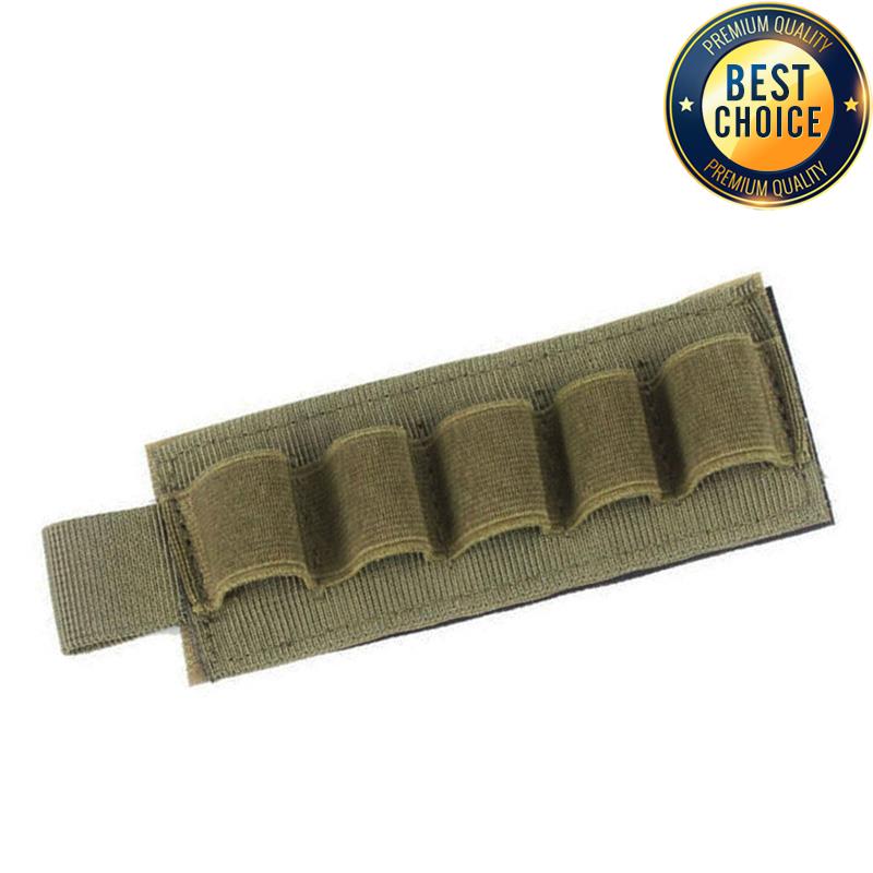 Tactical Hunting Ammo Holder 5 Rounds Shell Holder Bullet Bag Adhesive Patch for Rifle 12GA Shotgun Hunting Gun Accessories