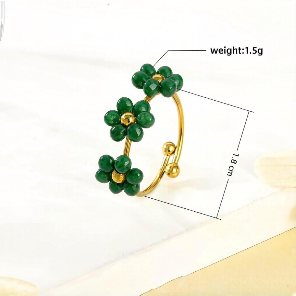Colorful Flowers Open Ring Stainless Steel Finger Jewelry Fashion Flower Ring  For Women Girls