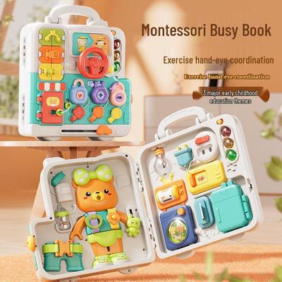 Montessori Busy Board Toy for Early Education and Brain Development, Suitable for Babies 6-12 Months and Toddlers 1-3 Years.