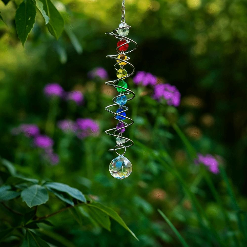 Car Pendant 3D Crystal Rotate Sun Catcher Colorful Decorative Sun Catcher Wind Chime Hangings Spinner Gazing Ball Window