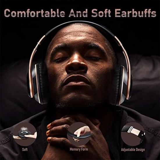 Bluetooth Headphones Over Ear, 6S Wireless Headphones Wired with 6 EQ Modes, 40 Hours Playtime Foldable HiFi Stereo Headset with Microphone, FM/TF