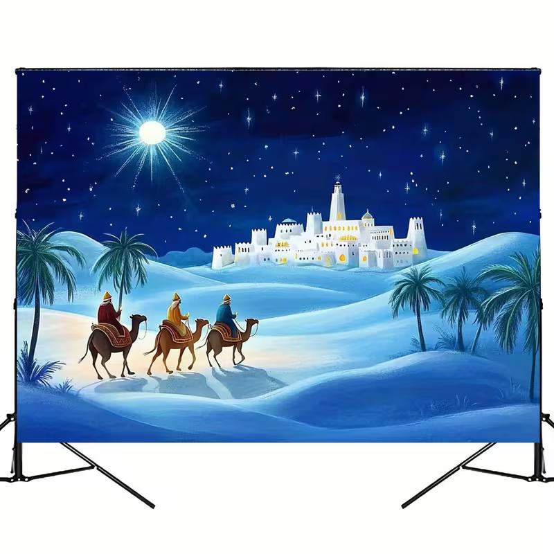 2D Blue Desert Three Kings Backdrop for Religious Themed Celebrations