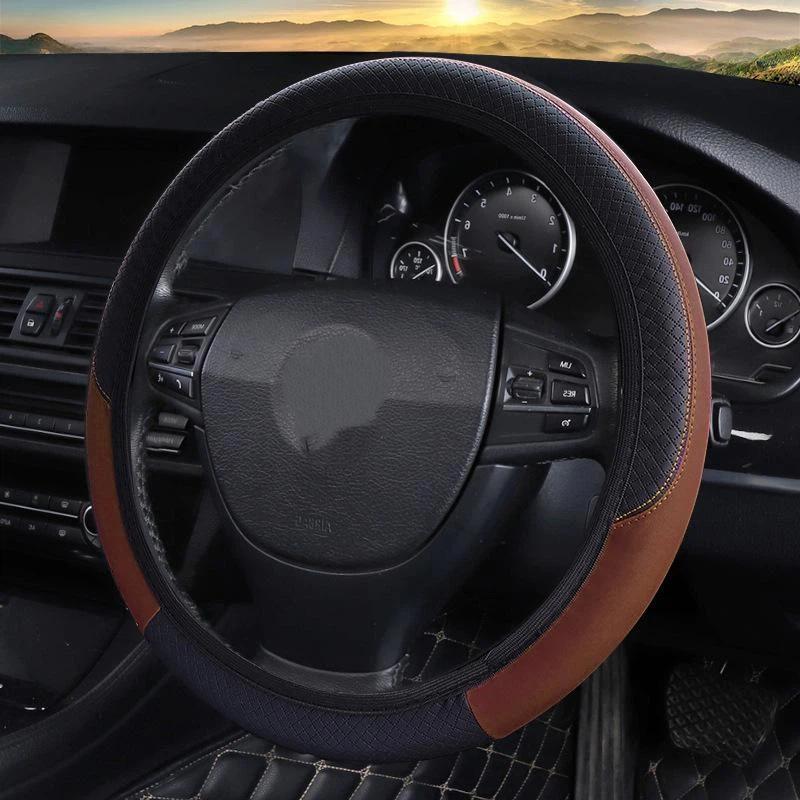 Durable 37-38cm Faux Leather Steering Wheel Cover Universal Design for Smooth Handling