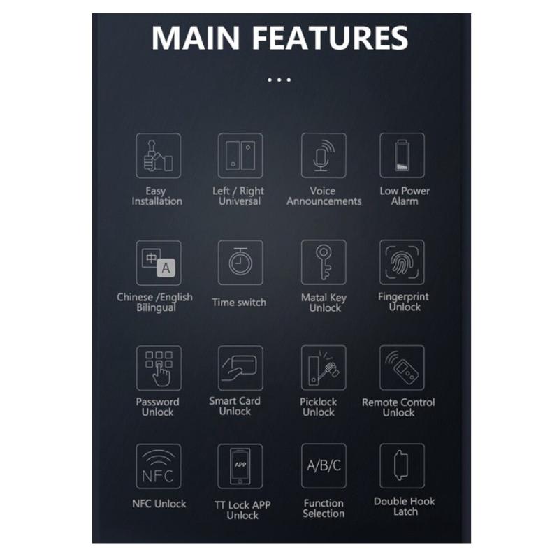 Office/Home Drilling free Glass Door Fingerprint Lock GS1 TT Lock Smart Lock Biometric Fingerprint Electronic Digital Lock