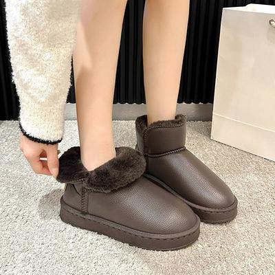 Fleece Thickened Foot Cotton Shoes Versatile Short Boots 2025 Winter Snow Boots Waterproof and Non-slip Thick-soled Large-size Short Boots