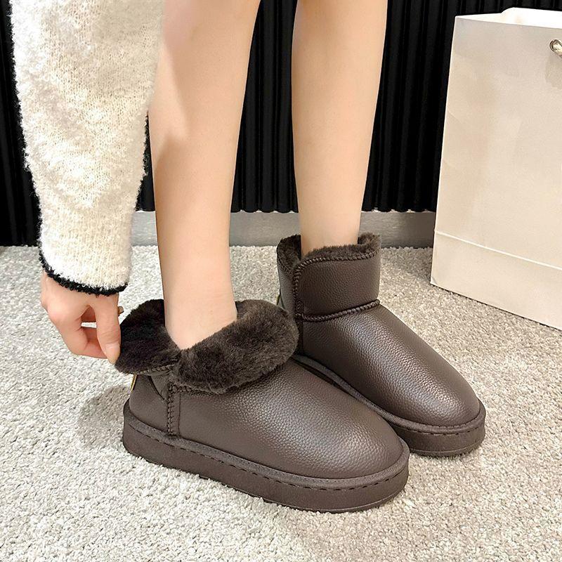 2025 winter velvet thickened foot cotton shoes versatile short boots snow boots waterproof and non-slip thick-soled large-size short boots
