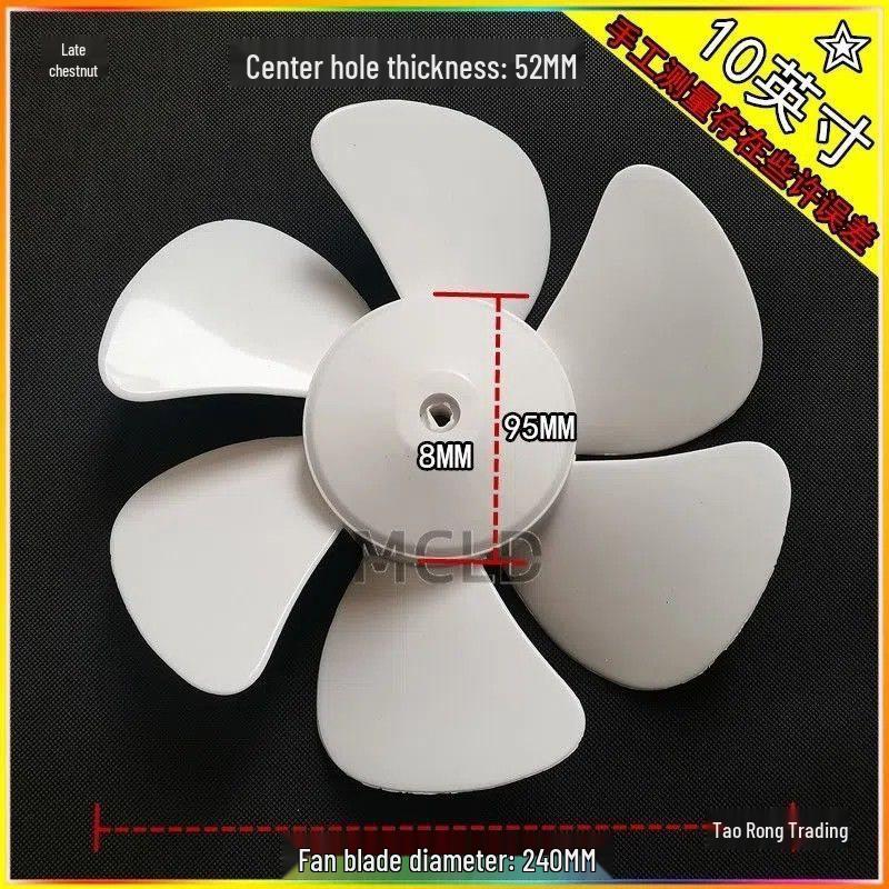 White Six-Blade Exhaust Fan Blades for Range Hood Ventilation, Available in 6/8/10/12 inches, D-Hole Design