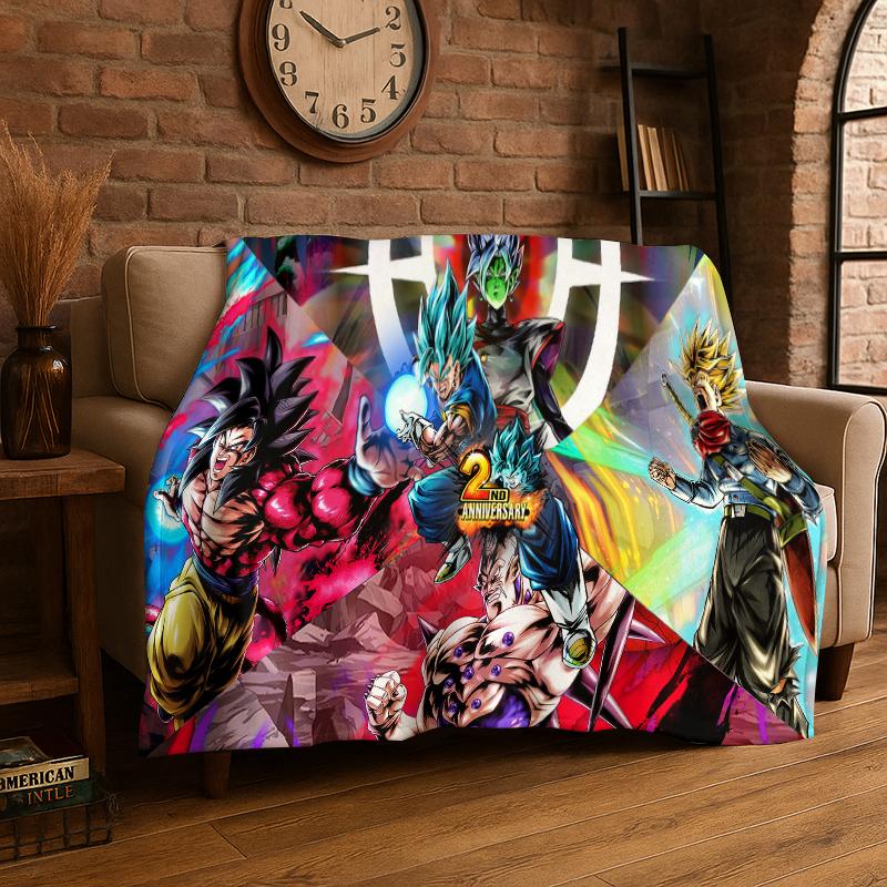 Cartoon D-Dragon Ball Anime Game Flannel Blanket Soft Warm Throw Blanket for Bedroom Living Room Bed Travel Camping Picnic Kid