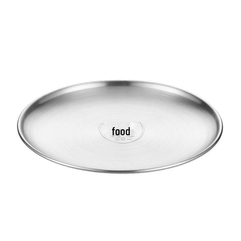 Korean Style Gold Round Barbecue Plate - 304 Stainless Steel Buffet Plate