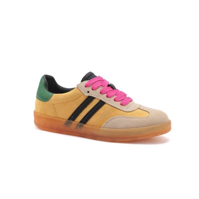 Retro-Trainingsschuhe aus Leder für Damen 2025 neu pink atmungsaktiv bequem Sport- und Freizeitschuhe flache Forrest Gump Board-Schuhe