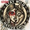 Metal Wolf Spirit Art Round Wall Decor Vintage Fantasy Motif