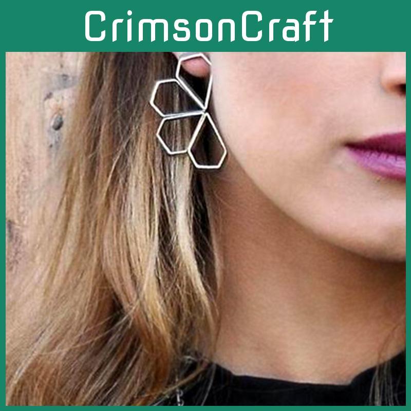 Geometric Hollow Trendy Earrings Alloy Material Fashion Jewelry For Women