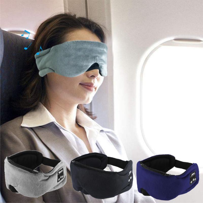 Light Blocking And Noise Reducing Plush Sleep Eye Mask With Bluetooth Earphones For Rest And Phone Calls