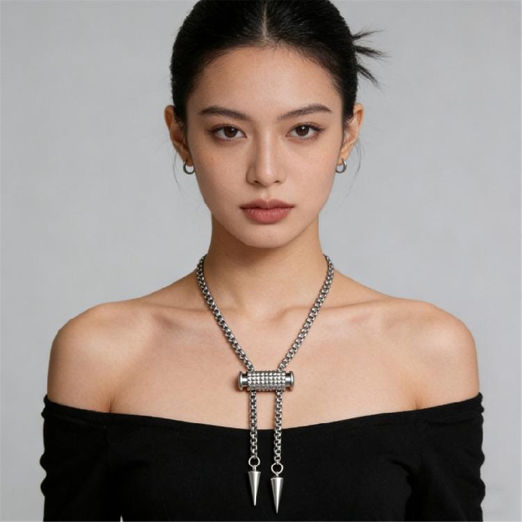 Fashion Forward Slidling Tapered Pendant Neck Chain Fashion Necklace For Creative Daily And Effortless Wear