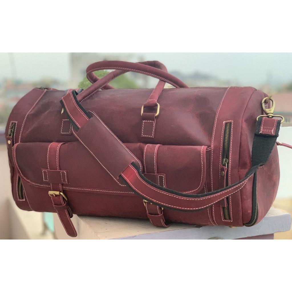 Reisetasche aus echtem Leder, Wochenendgepäck, Reisetasche aus Büffelleder