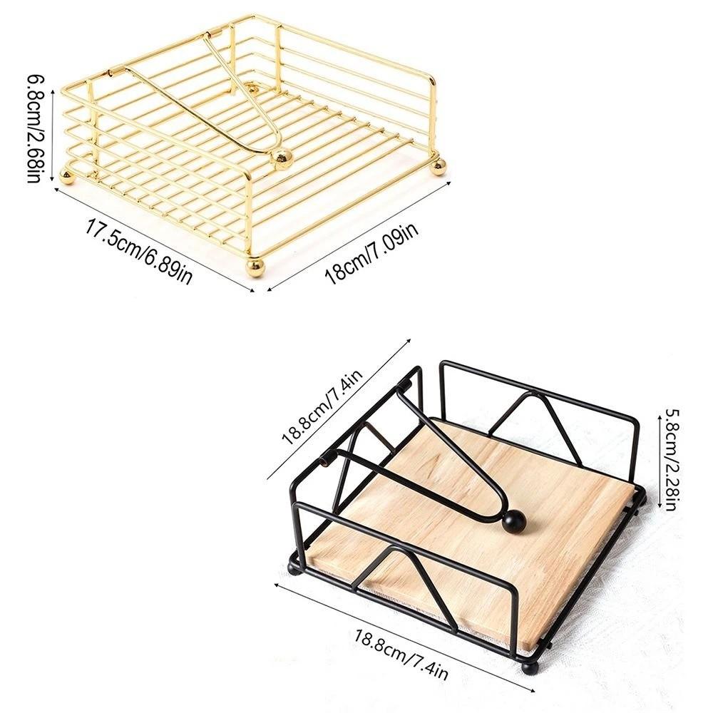 New Wood Base Iron Napkin Holder Modern Style Stable Countertop Napkin Organizer Napkin Organizer Table Decoration