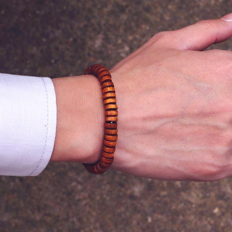 Minimalist Natural Wooden Bracelet Homme Coir Wood Beaded Braclet Man Hand Accessories Buddha Brazalete Men's Fashion Pulsera