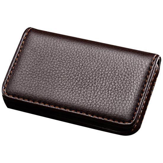 

Тримач для візиток зі штучної шкіри з магнітною застібкою Тонкий компактний розмір Портативний органайзер для візитних карток. кавовий
