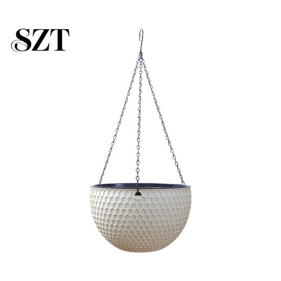 Flower Hanger Hanging Basket Imitation Honeycomb Self Water Absorption Plant Pot Waterproof Outdoor Resin for Garden