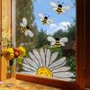 Removable Bee Glass Sticker Waterproof Sunflower Wall Decals Art Bee Window Stickers  Living Room