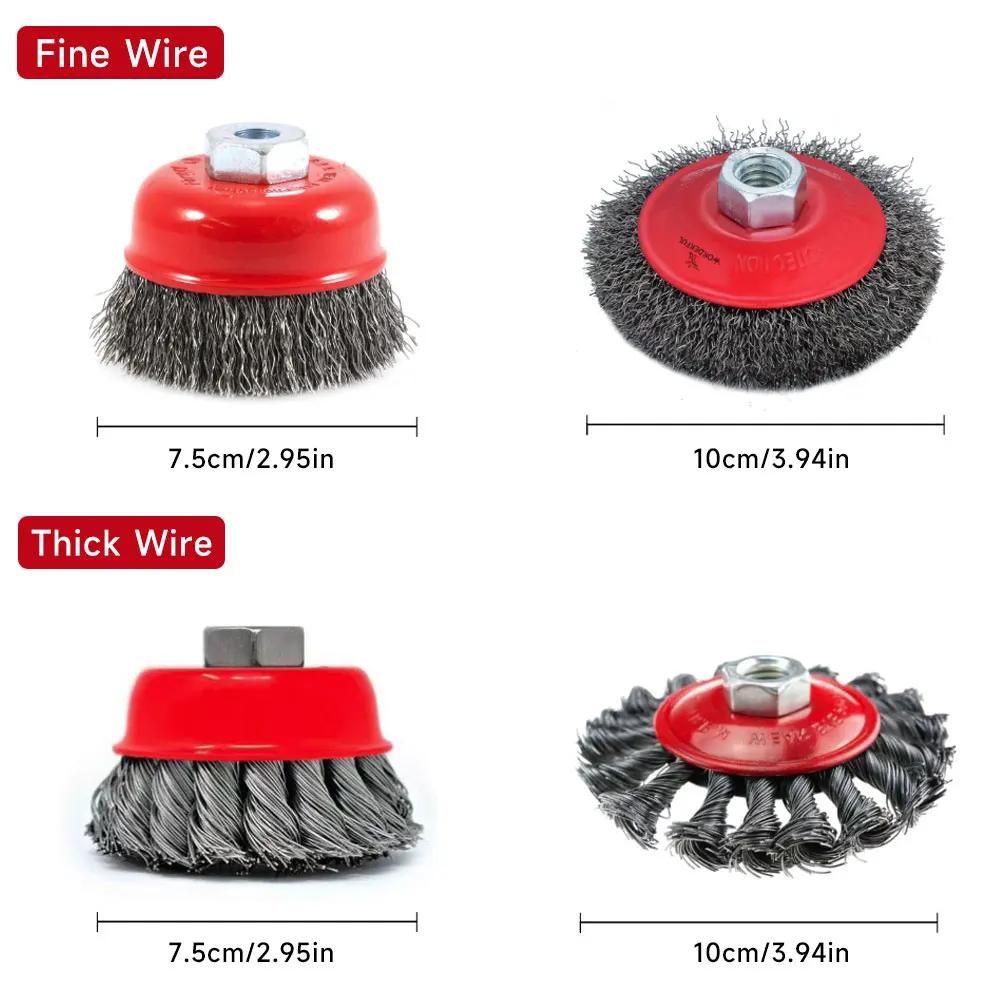 Bench Grinder Special Stainless Steel Wire Wheel Brush 5/8-11 M14x2 for Polishing Cleaning Paint Abrasive Tool Parts