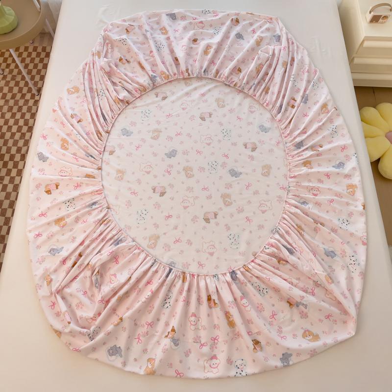Fitted 100Cotton Bed Sheet Pink Cartoon Style Bedsheets For Kids Single Mattress Cover Drap De Lit SheetsWithout Pillowcase