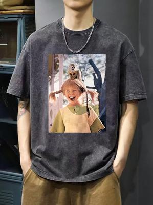 Pippi Calzelunga Vintage Lavato T-shirt Uomo Donna Cotone Maglietta Estiva Top Novità punk Hip Hop gotico YK Harajuku Top Oversize