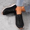 Plus Size Flat Casual Sports Shoes Women's 2025 New Sequin Lace-up Shoes