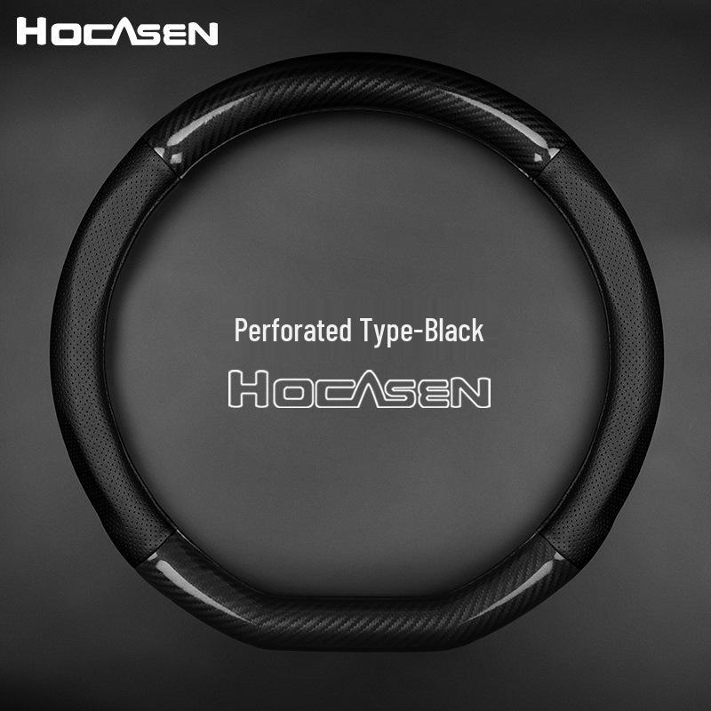 Lynk & Co Genuine Leather D-Shaped Steering Wheel Cover for New Energy Cars - Non-Slip, Suede Finish.