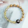Old Mountain Sandalwood Silver Clover Antique Bracelet Versatile Premium Bracelet Sandalwood Buddha Bead New Chinese Bracelet Female