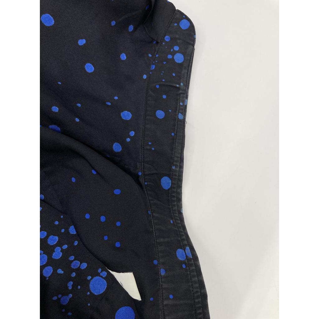 berluti Black x Blue Silk 100% Dot Pattern Shirt tops 38 Black / blueUsed