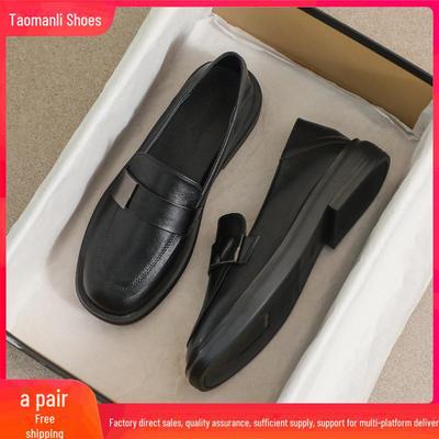 Moteriški natūralios odos juodi mokasinai - 2025 m. nauja rudens kolekcija, plonu plokščiu padu, britiško stiliaus.