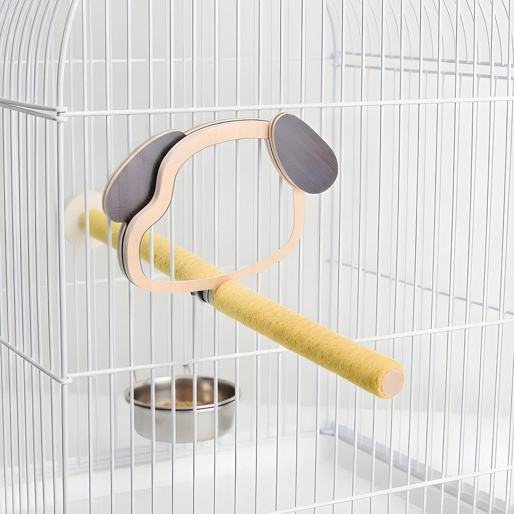 Bird Perches For Cage Exercise Toys With Puppy Ear Mirror Perch Toy For Play Area Boredom Prevention Mental Stimulation