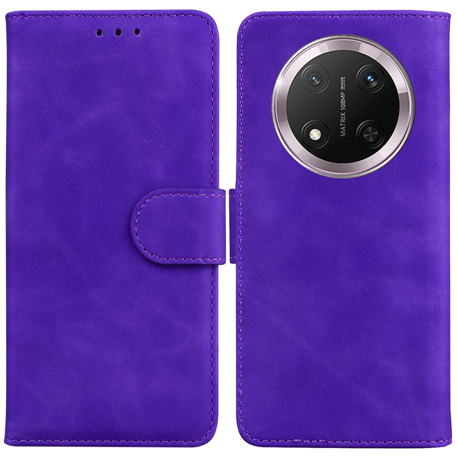 

For Honor Magic7 Lite 5G/X9c 5G/X60 Pro 5G Case Solid Color Leather Wallet Phone Cover Purple