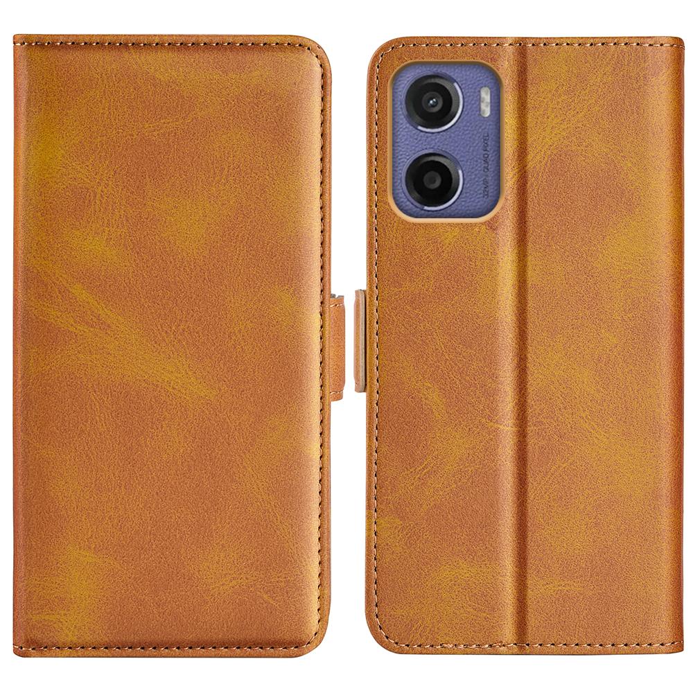 For Motorola Moto E15 4G Stand Case Calf Texture Leather Wallet Phone Cover