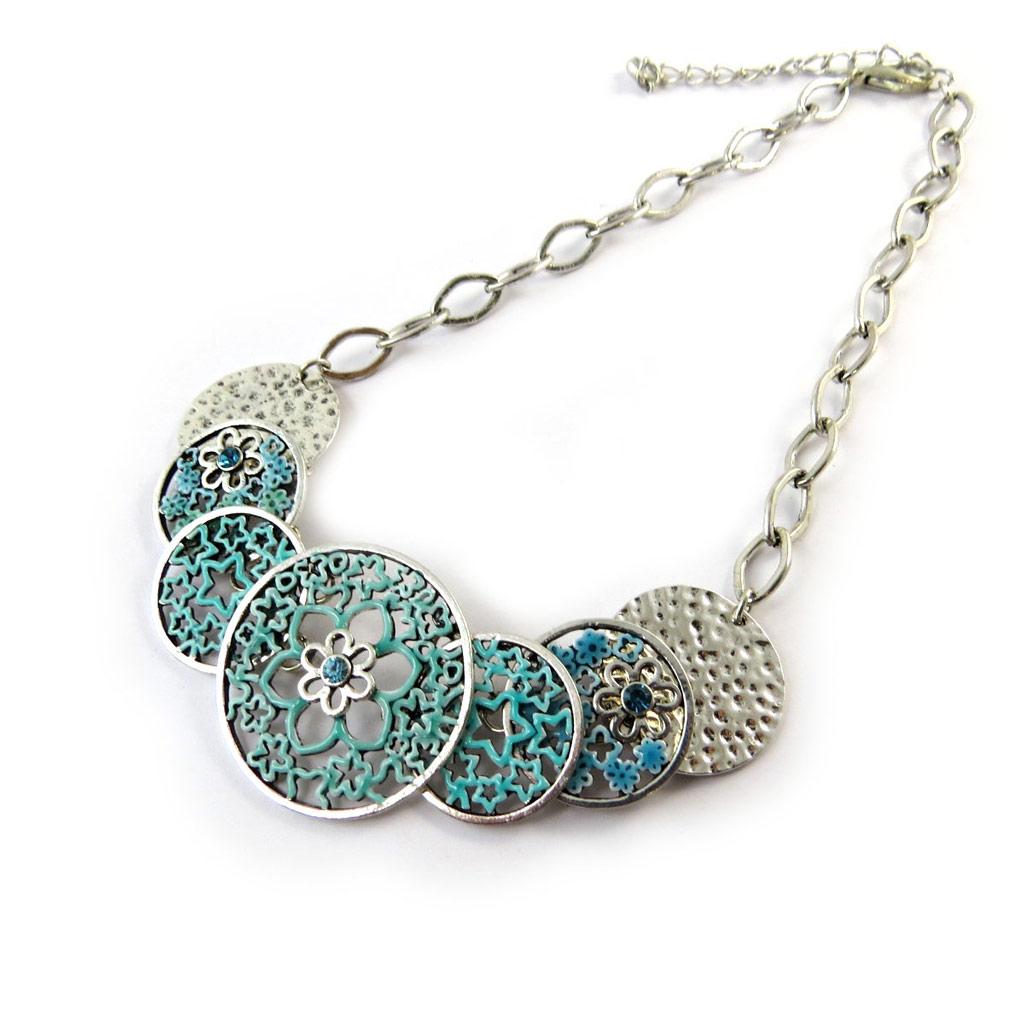 NOA [G0512] - Collier Créateur 'Paquerettes' turquoise