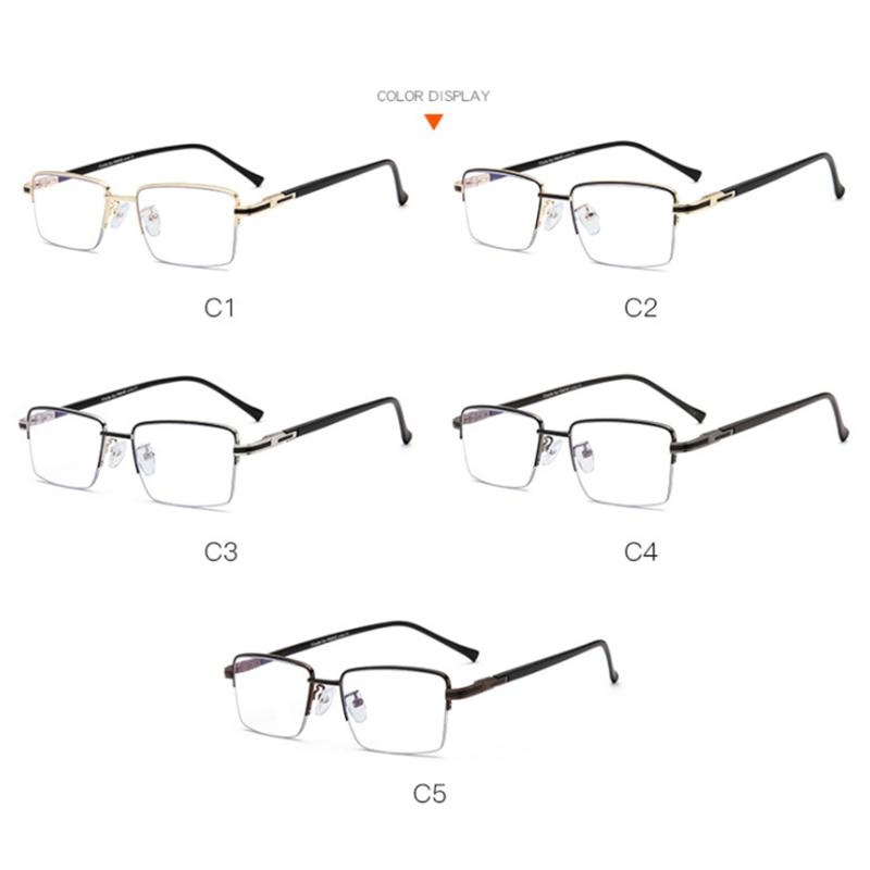 Men Half Metal Square Glasses Women Eyeglasses Myopia Optical Spectacles Ladies Clear Glasses 0 -0.5 -1.0 -2.0 To -6.0