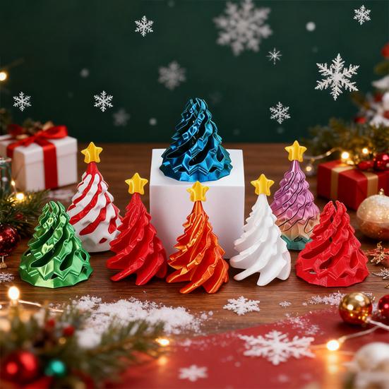 3D Printed Spiral Christmas Tree Toy Impossible Passthrough Sculpture Vortex Thread Illusion Stress Relief Kids Adults Mini Spiral Cone Fidget Toy