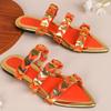 Fashion Pointed Toe Weave Flat Slippers Summer Fashion Open Toe Patchwork Women Sandals Casual Comfortable 36-43 Large Size Women Shoes