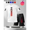 Men's Red Striped Triangle Print Breathable Set  Short Sleeve Shorts Set Summer Casual Sportswear