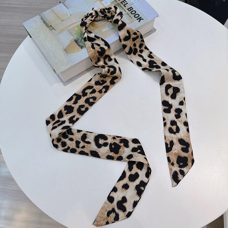 200x5cm Women Elegant Leopard Narrow Long Ribbon Neck Scarf Tie Thin Necktie Bag Waist Belt Lady Accessories